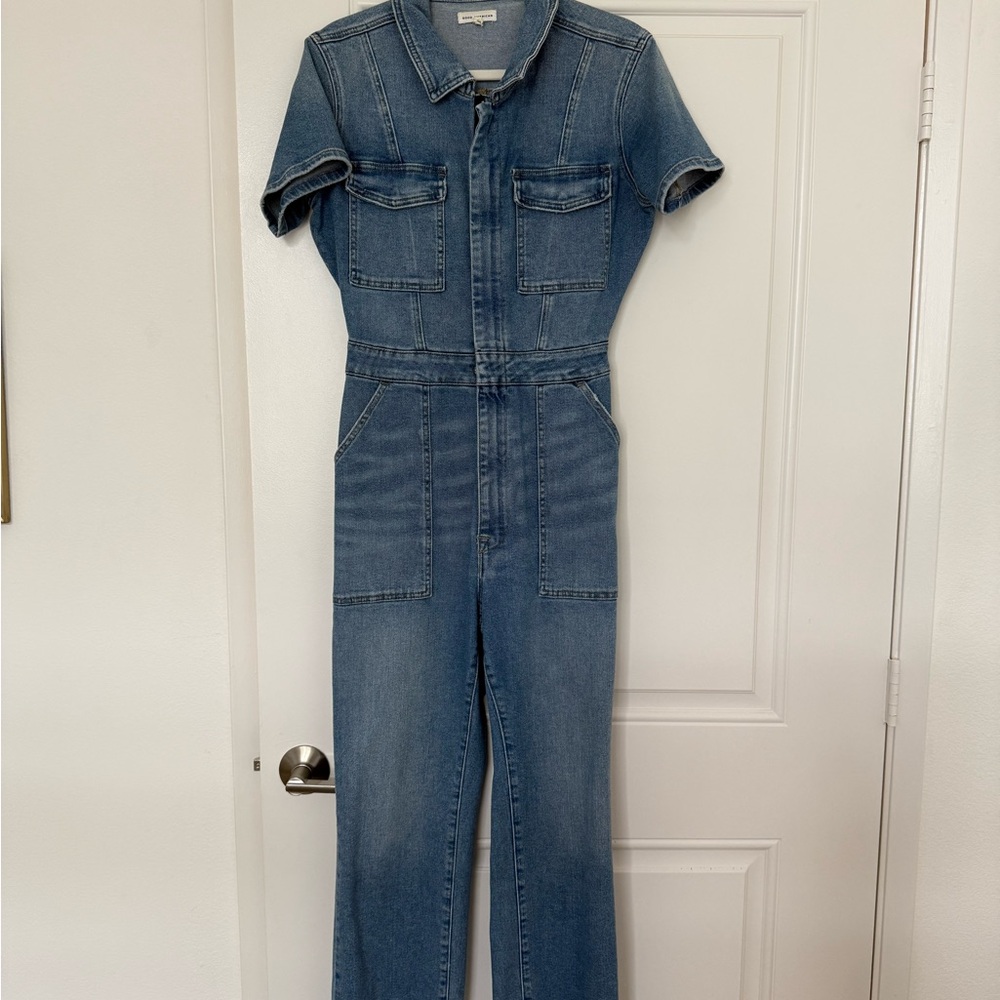 Good American Light Blue Denim Jumpsuit